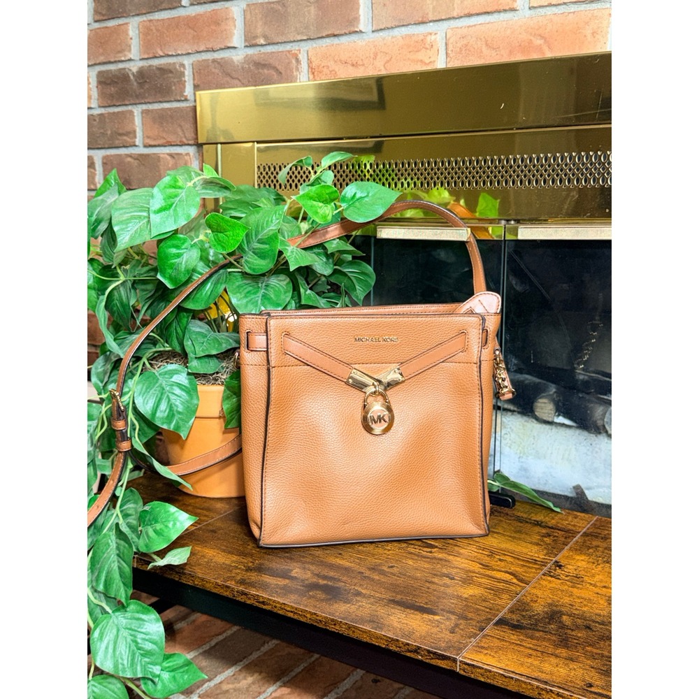 Michael Kors Nouveao Hamilton Crossbody Light Brown Gold Pdlock Medium NWOT